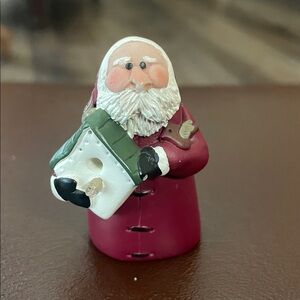 VTG Jillian Hand Sculpted Resin Father Christmas with birdhouse